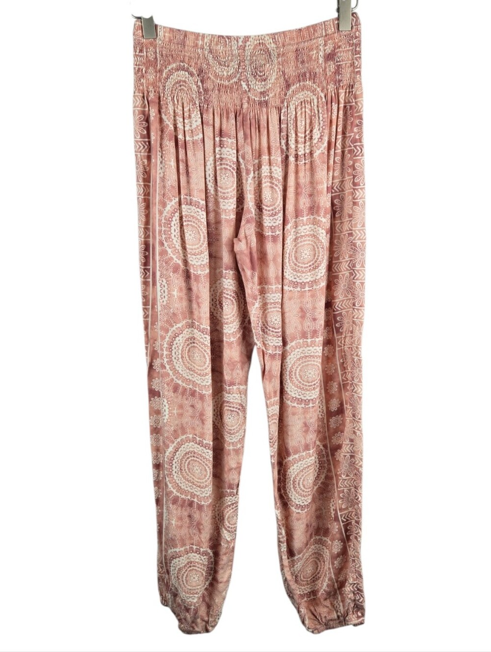 Lotus and Luna Medallion Print Harem Pants Blush One Size Fits Most